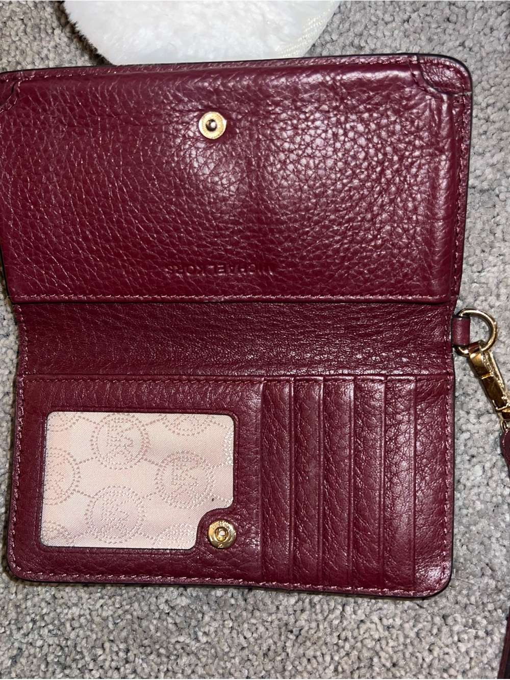 MICHAEL KORS Burgundy Pebbled Leather Crossbody Wallet - Picture 2 of 5